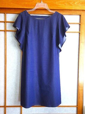 EDAS Italy Boutique Navy Blue Flutter Sleeves V-back Boat Neck Front € Paid €86